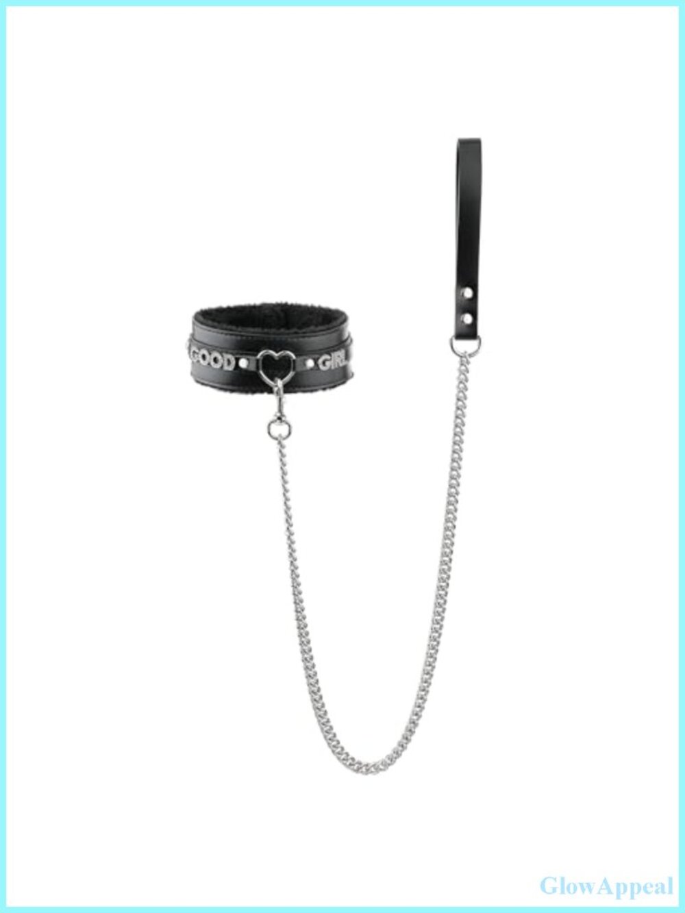 Vegan Leather Heart O-Ring Choker Necklace with Leash Set